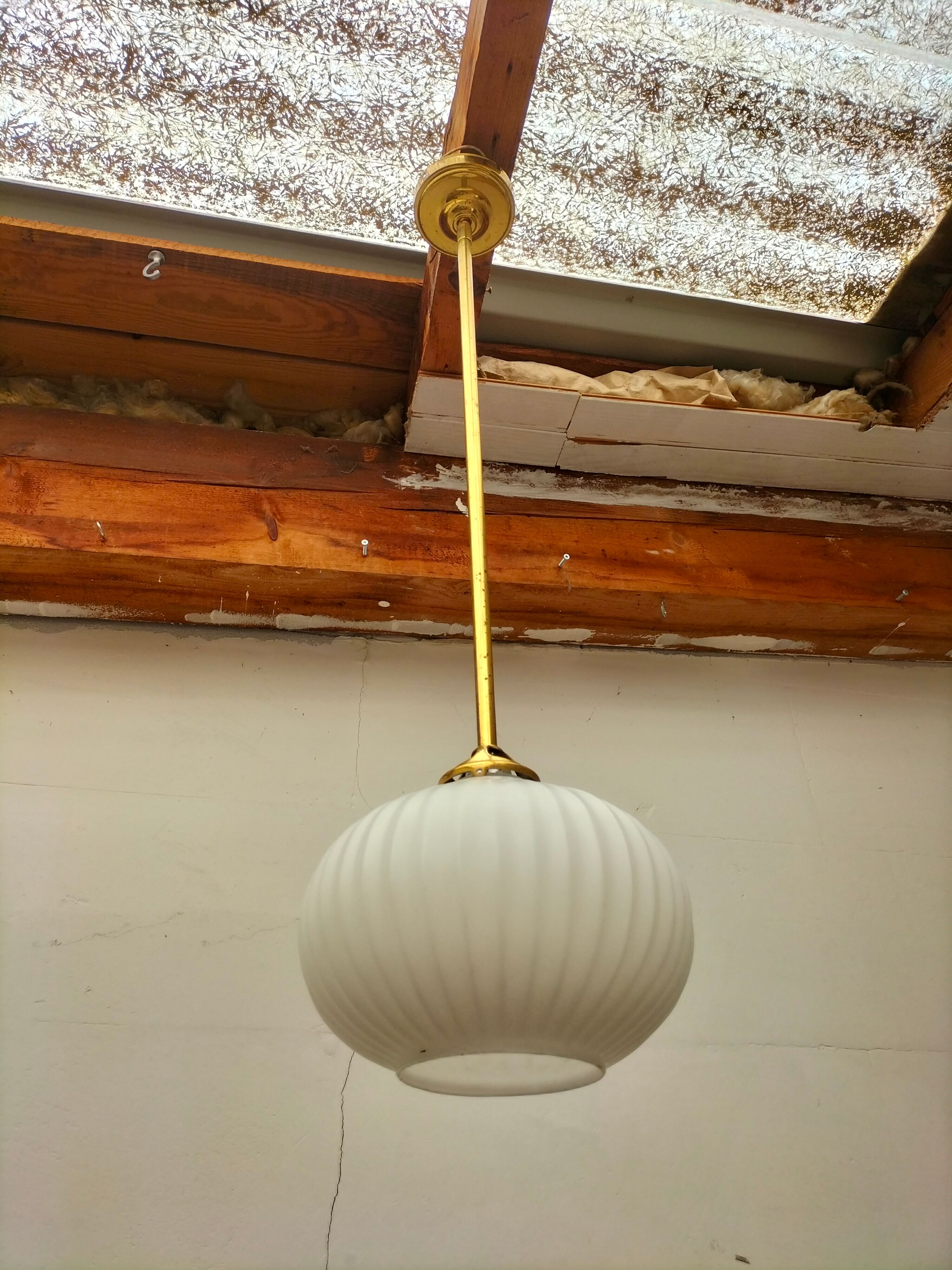 Pair brass and glass chandeliers