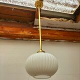 Pair brass and glass chandeliers