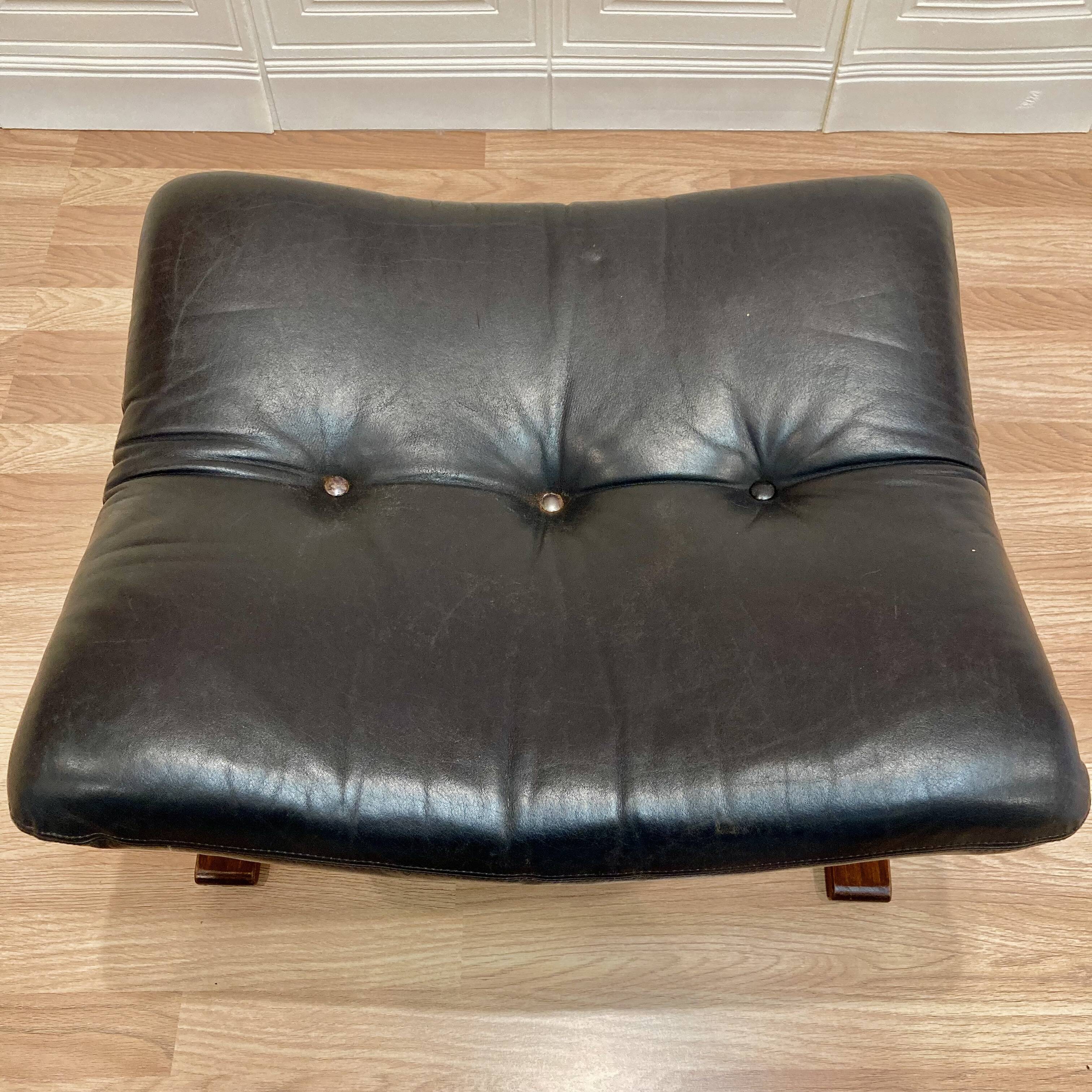 Leather ottoman "Scandinavian design" 1960.