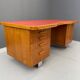 Bauhaus Walnut Writing Desk with Red Top