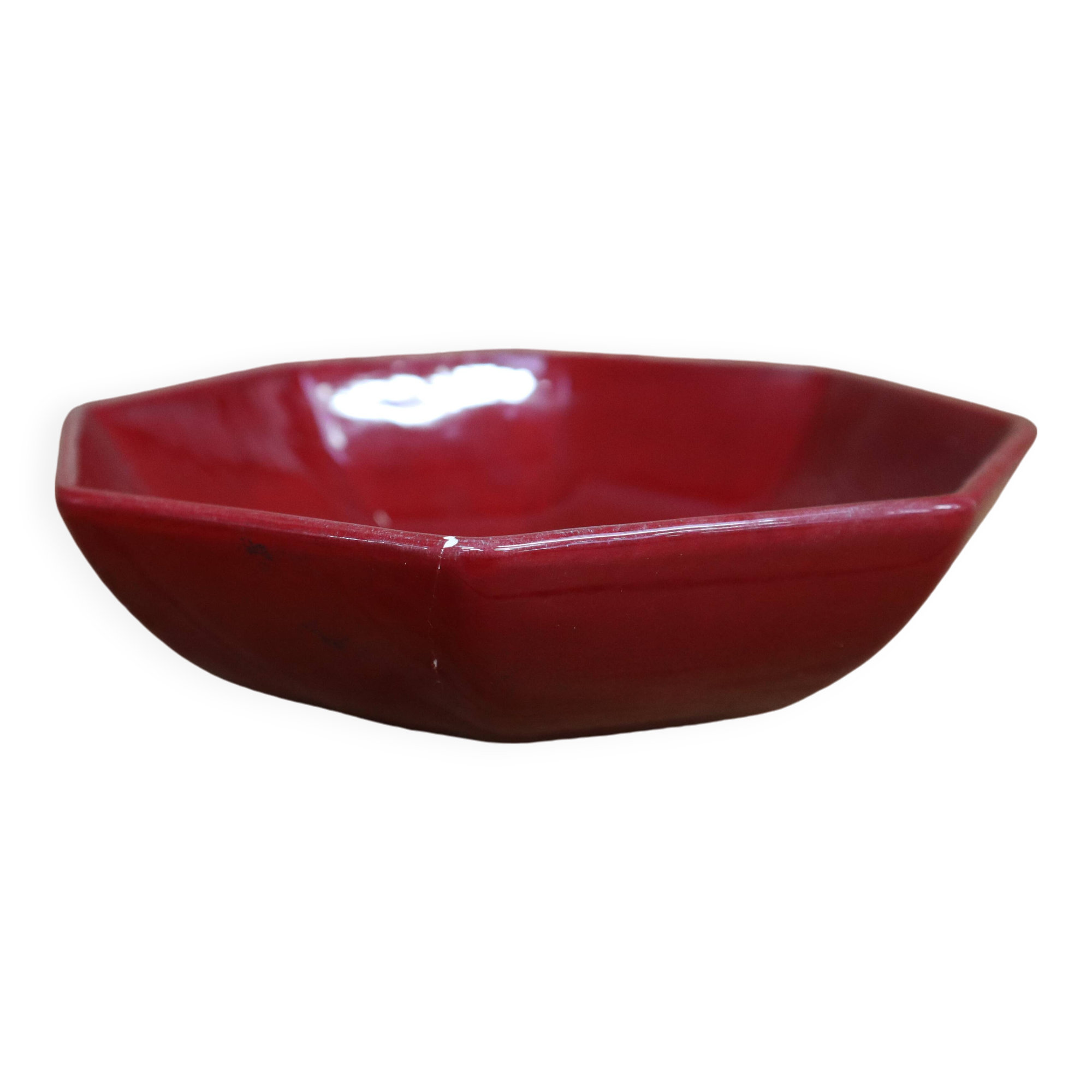 Charolles earthenware salad bowl/deep dish in burgundy color