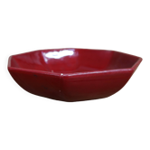 Saladier/ Plat creux en faïence de Charolles couleur bordeaux
