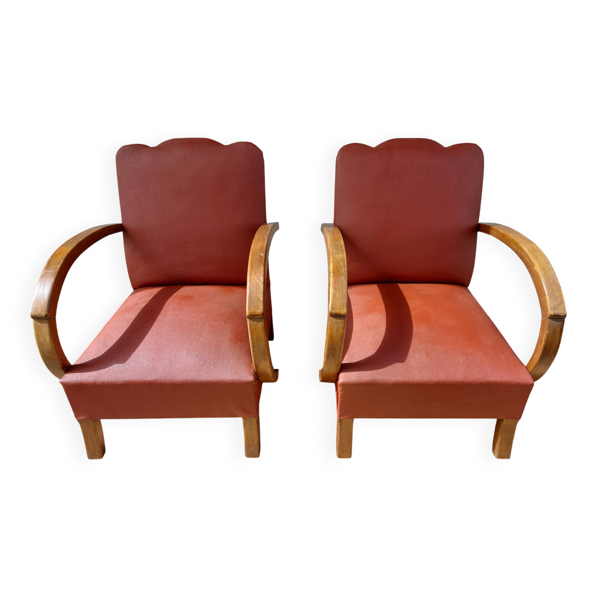 paire de fauteuils art déco, terracotta