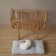 Berceau en rotin osier vintage design scandinave rétro lit de poupée jouet ancien