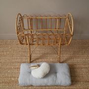 Wicker rattan cradle vintage Scandinavian design retro old toy doll bed