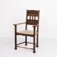 Antique armchair - oak - striped upholstery - 1930s