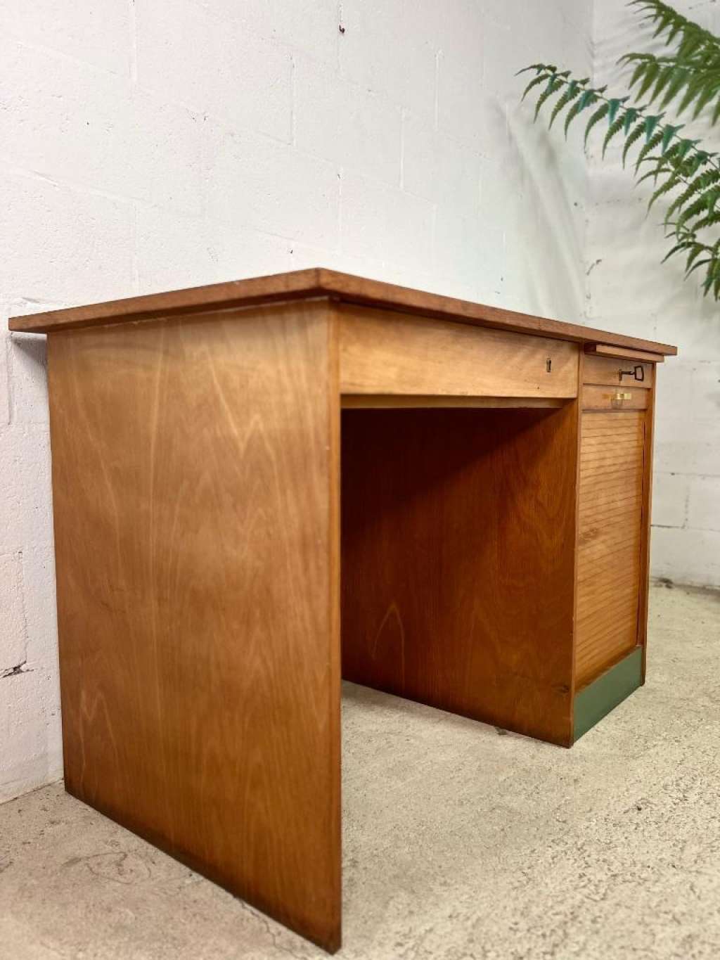 Vintage desk with rolling doors