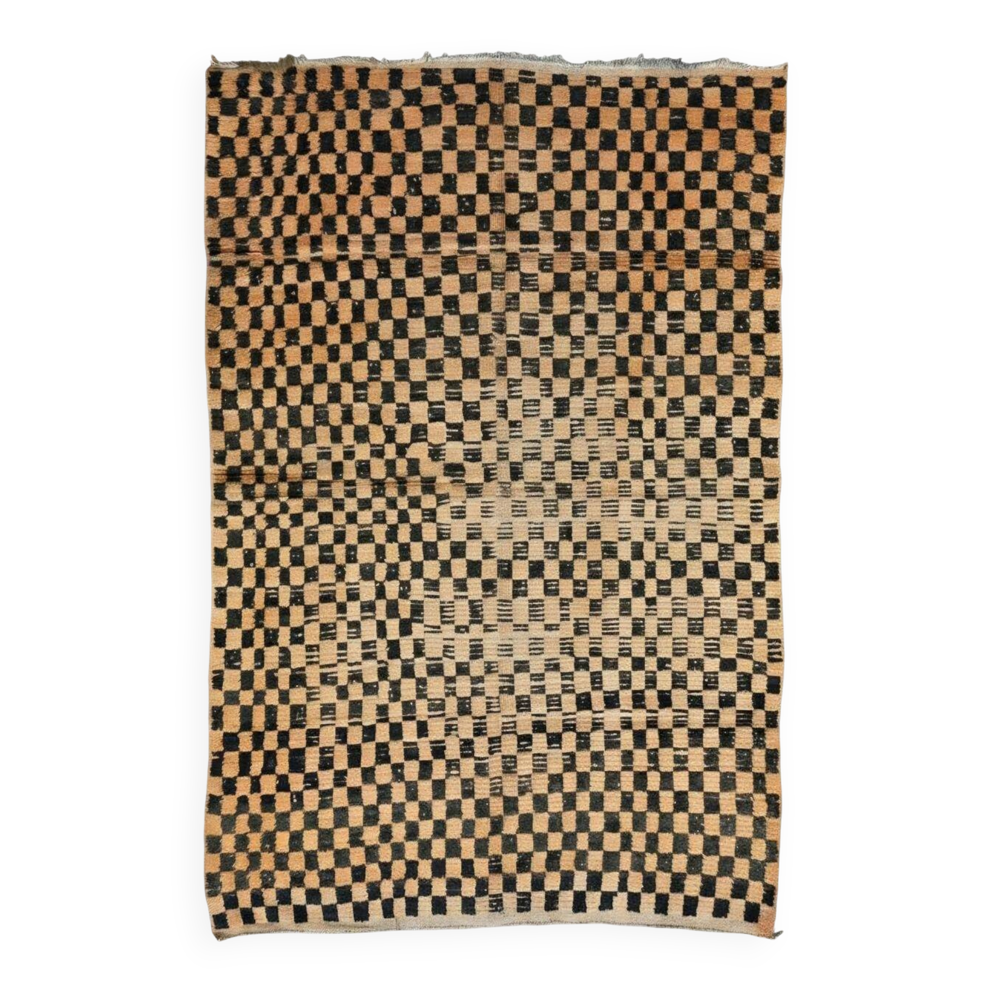 Tapis vintage à damier - 227 x 171 cm