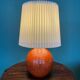 Art Deco HAK Herman Kähler Pottery Lamp, c.1930s Orange Globe with Brass Details