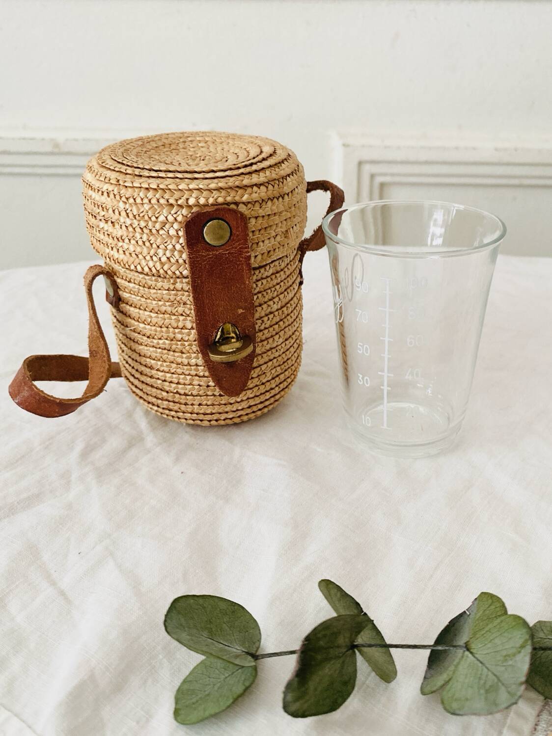 Vichy glass in its wicker case