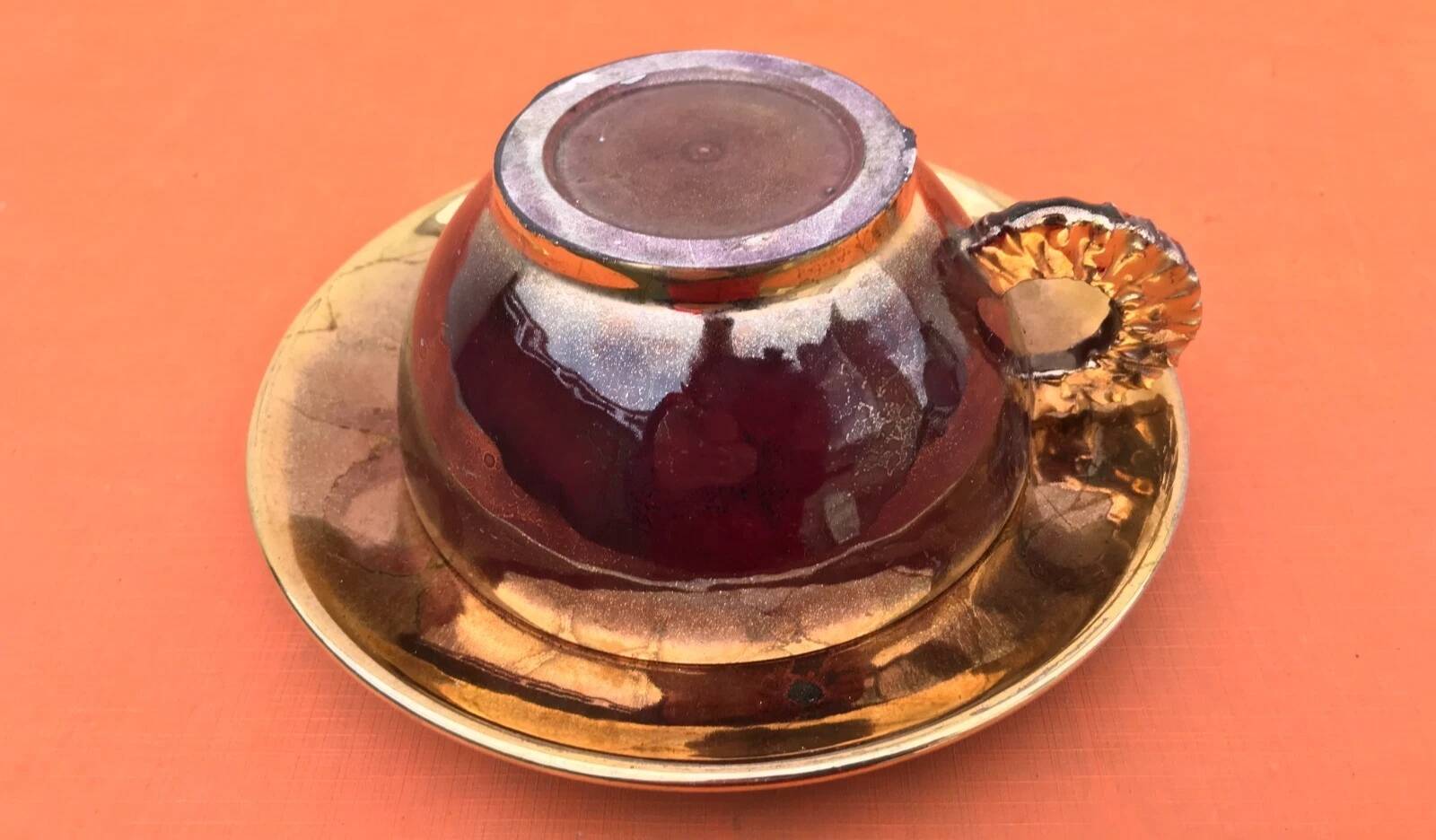 1960s Ceramic Breakfast Cup / Saucer in the Vallauris Style