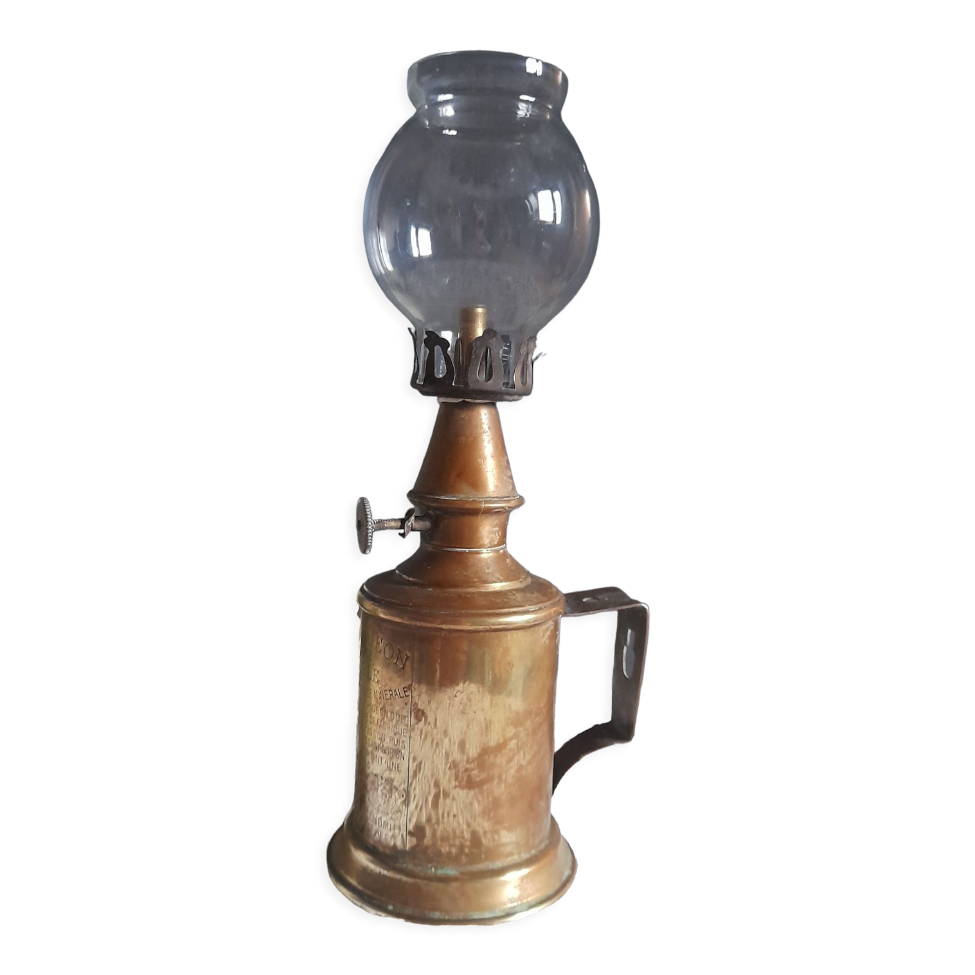 Paraffin pigeon lamp, late 19th century, brass & copper