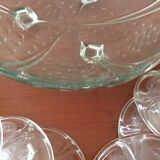 Service à salade de fruits sur 3 pieds en verre (saladier et 7 coupelles)