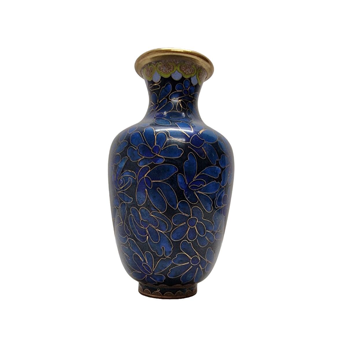 Cobalt Blue Cloisonné Vase, 1980s