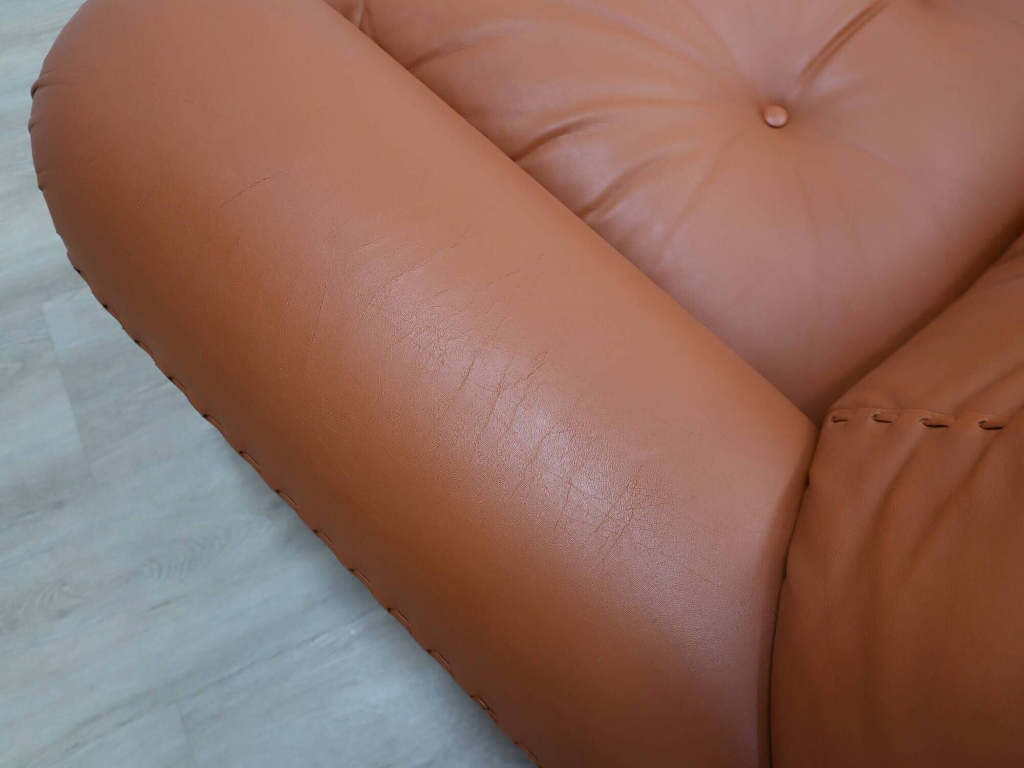Sapporo cognac leather armchairs by Mobil GIRGI 1970s