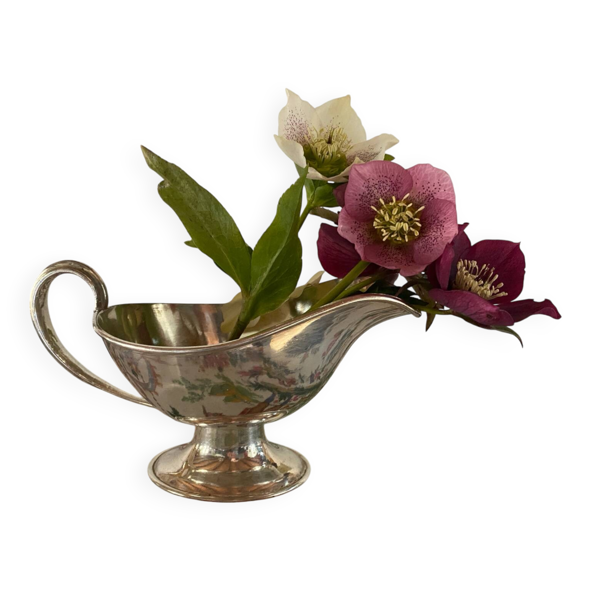 Antique silver-plated gravy boat stamped Birks