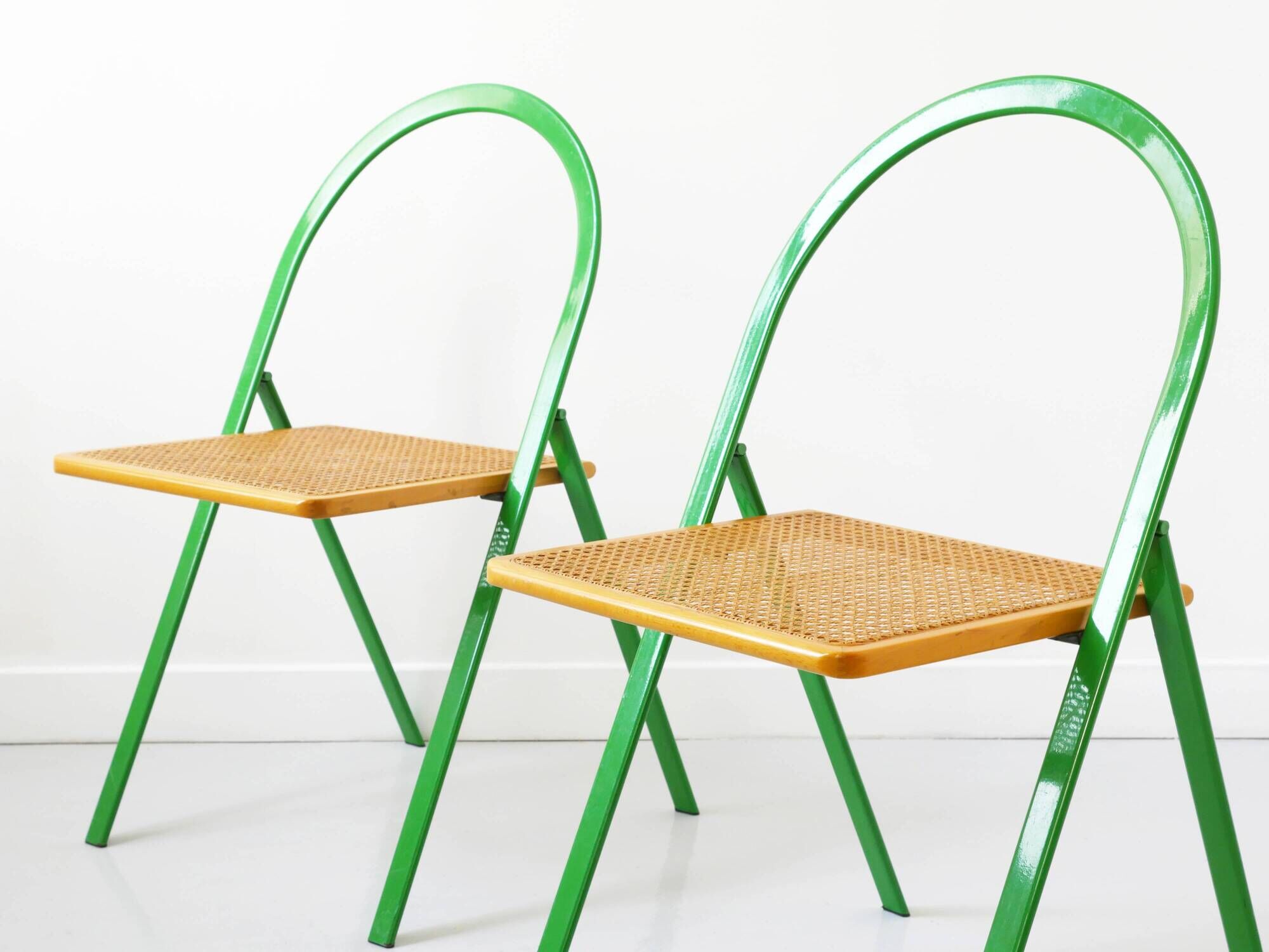 2 Chaises pliantes en cannage Giorgio Cattelan