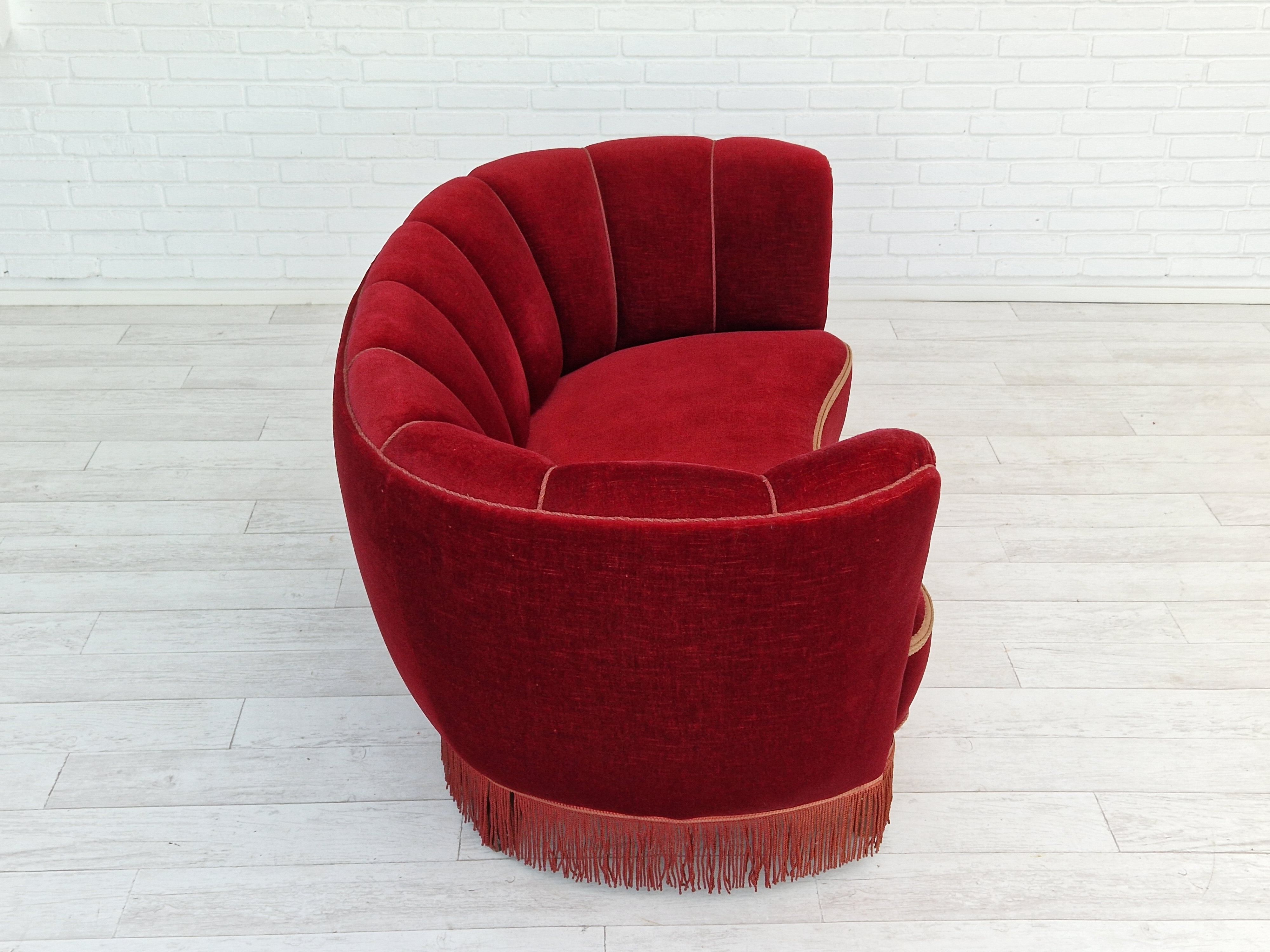 1960s danish vintage 2 seater "banana" sofa