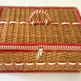 Basket wicker and scoubidou circa 1950