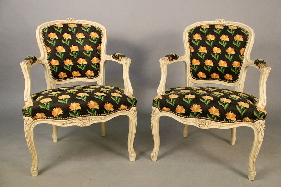 Pair of cabriolet armchairs Louis XV style