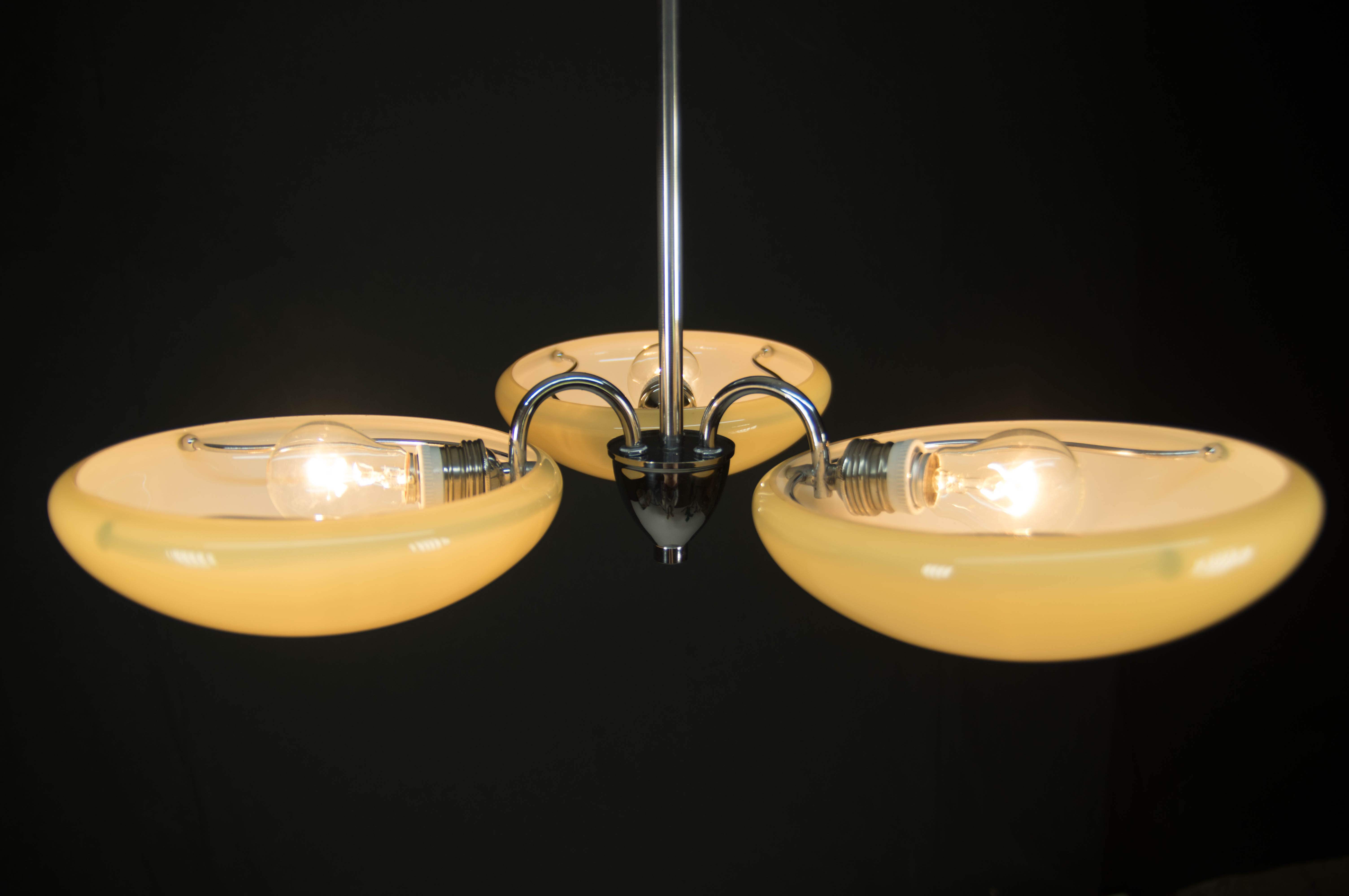 Minimalist 3-flamming Chandelier, 1930s