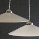 Set of 2 white opaline pendant lights with b22 socket and chrome socket cover