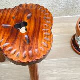 Vintage tripod wood stool made in Spain