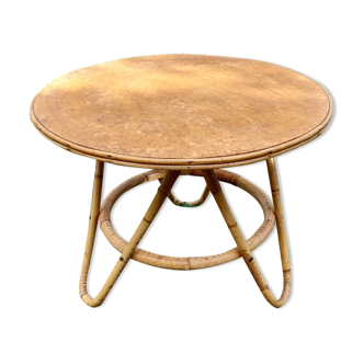 Table  basse en rotin année  1960