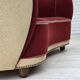 1960s, Danish curved 2-seater sofa, red/beige furniture wool fabric.