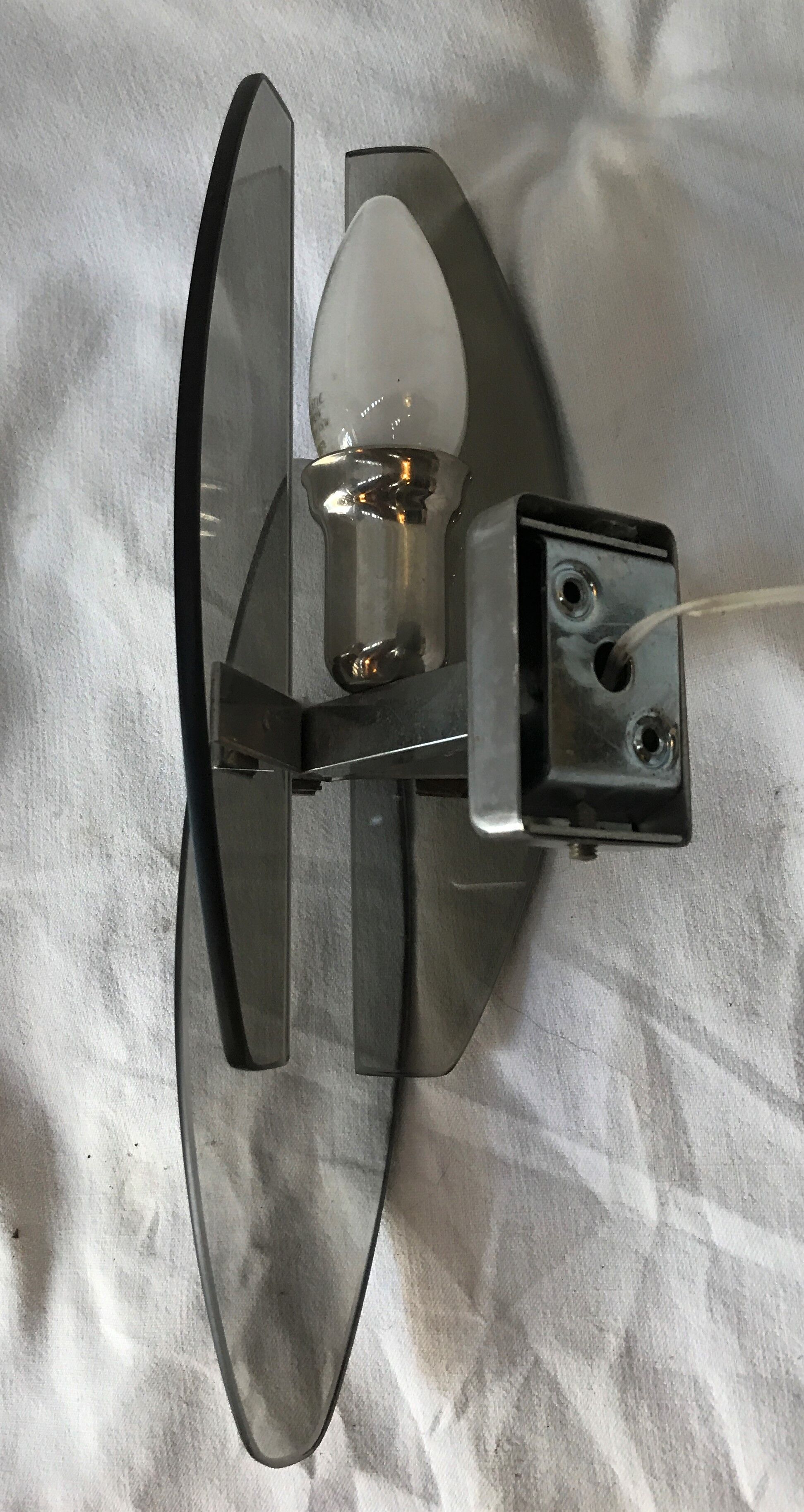 Marrron and steel smoked glass wall sconce