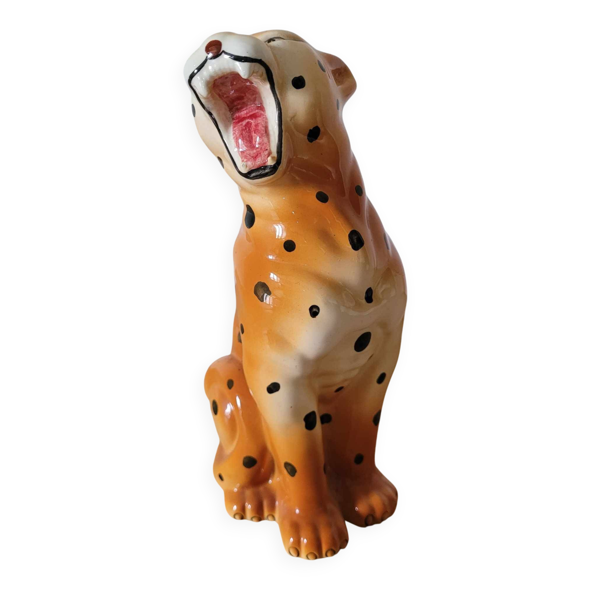 Leopard ceramic statuette - FG Francesco Guarino. 70-80