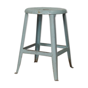 Tabouret industriel métal bleu