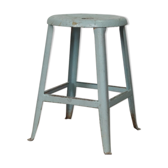 Light blue metal industrial stool