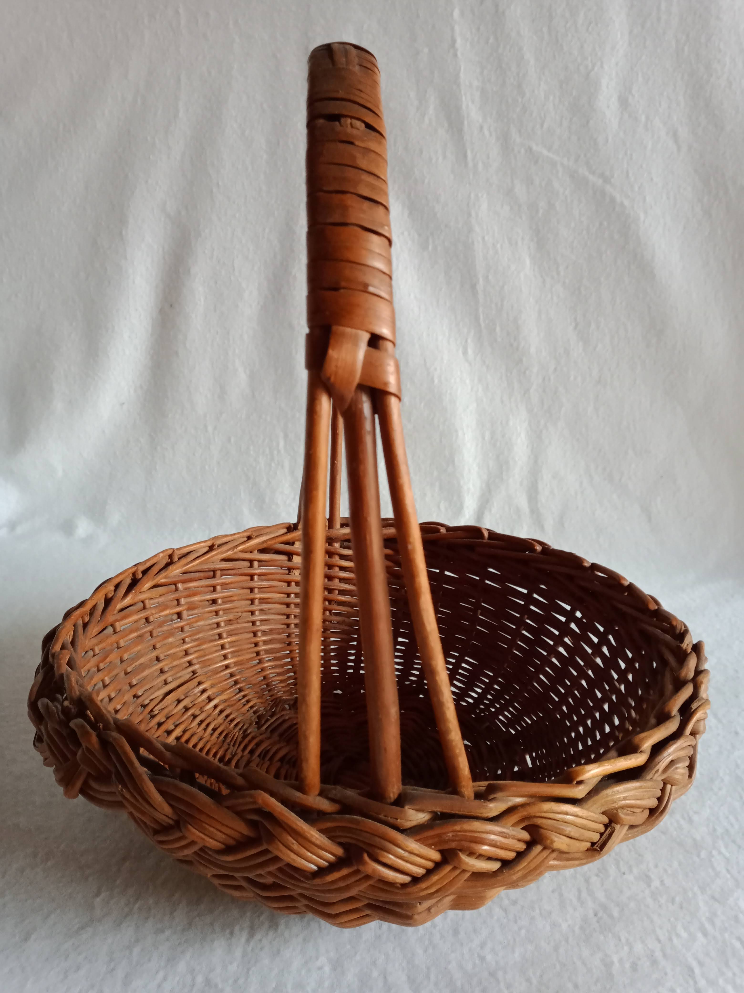 Old basket in braided wicker