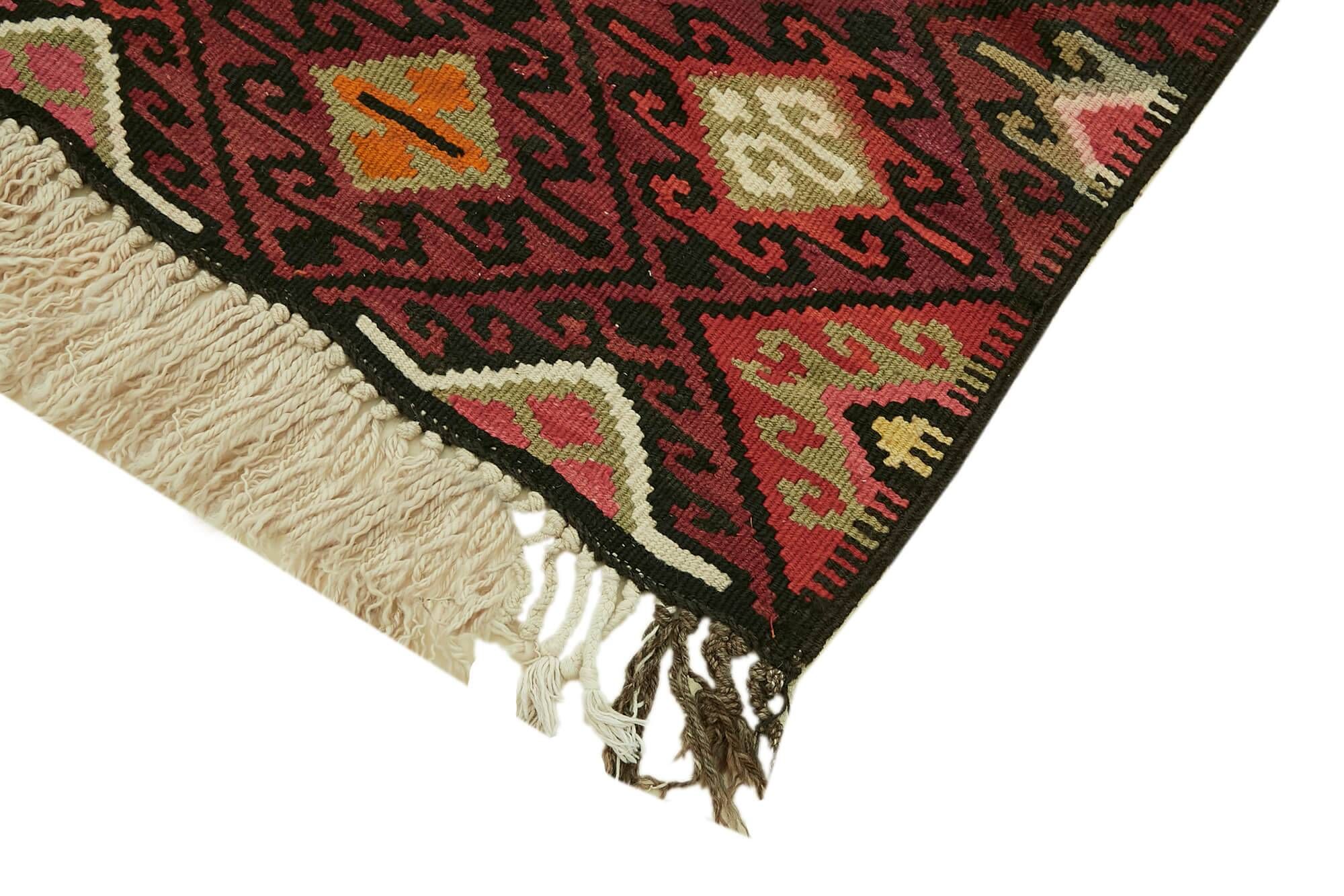 Turkish Handwoven Vintage Herki Kilim 84 cm x 345 cm
