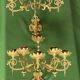 Pair of neo-Gothic wall sconces. Solid gilt bronze.