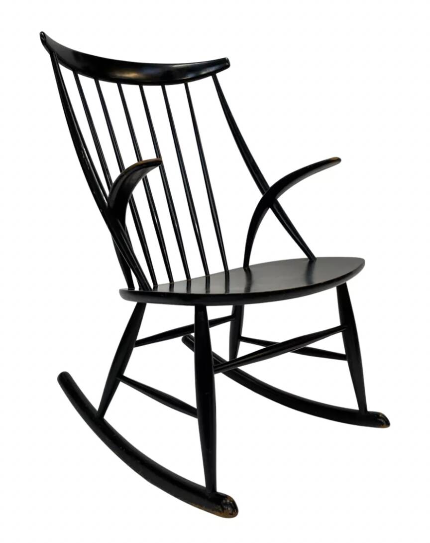 Fauteuil à bascule vintage Illum Wikkelso design danois
