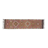 Tapis de couloir vintage turc Oushak fait main en laine et coton, années 1970