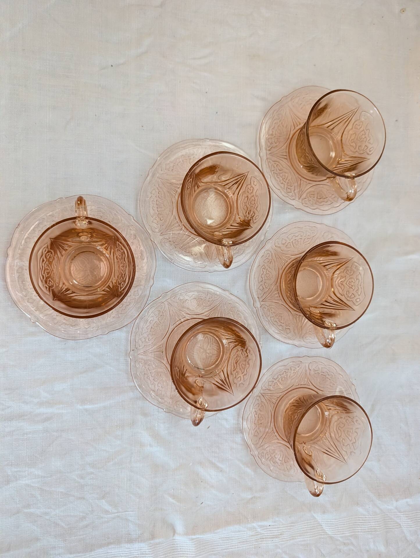 Art Deco pink glass coffee service from the 1930s.