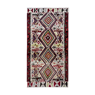 Handwoven Vintage Wool Rug Traditional Turkish Area Rug- 156x312cm