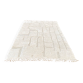 **Tapis berbère marocain écru 300x200 cm – motif géométrique en relief