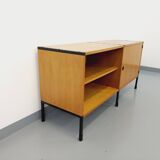 Vintage ARP Minvielle sideboard by Guariche Mortier Motte in light wood and black metal