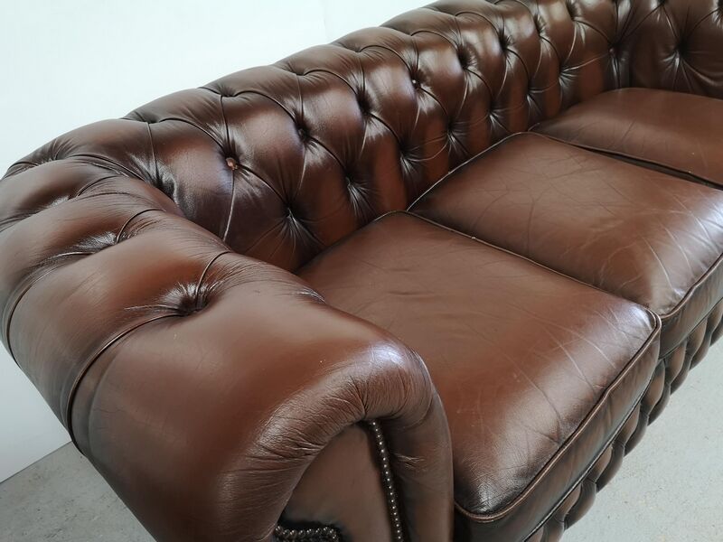 Vintage brown leather chesterfield sofa
