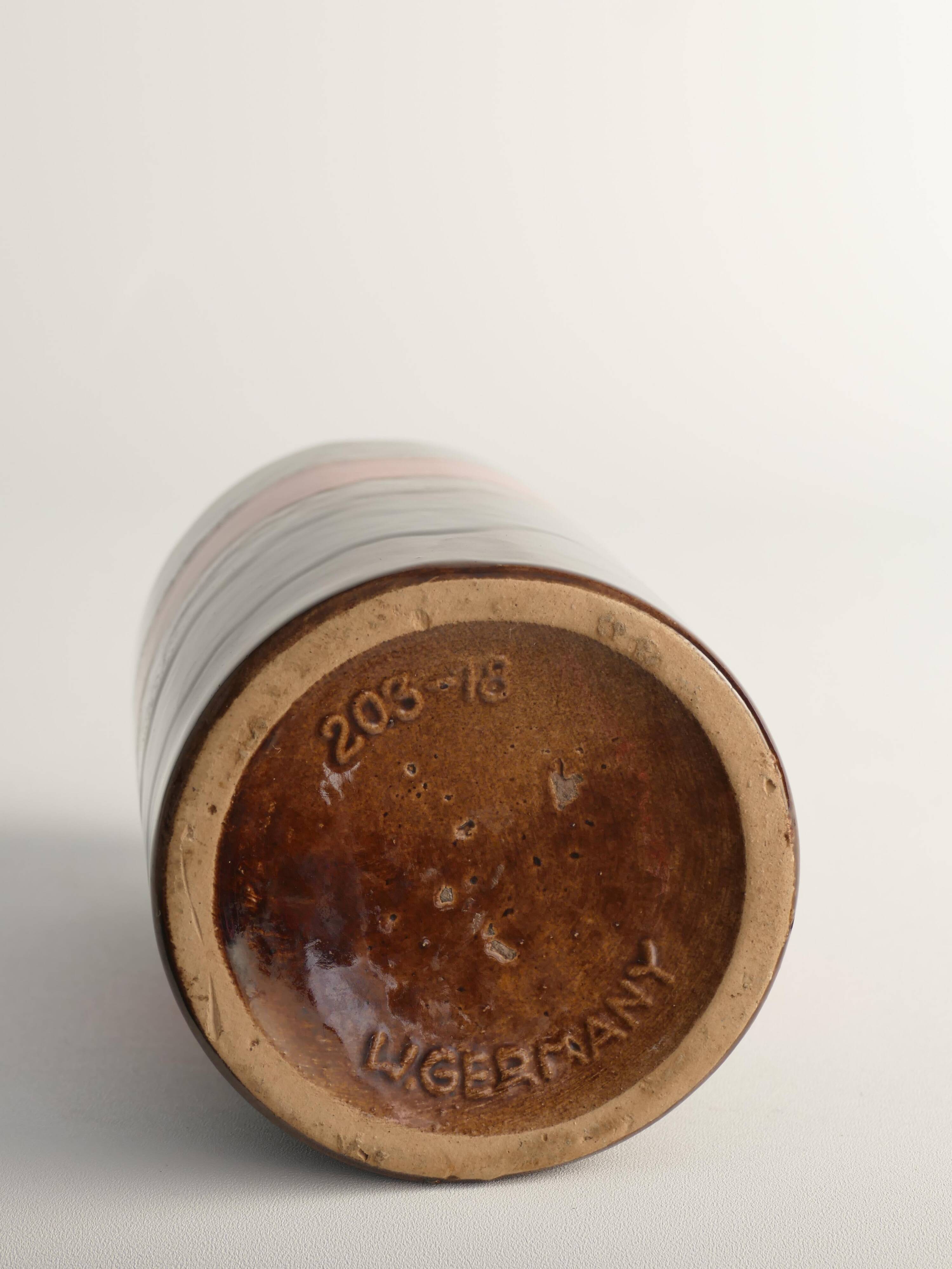 Mid-century Modern Fat Lava Red and Brown Stoneware Vase by Scheurich, W Germany