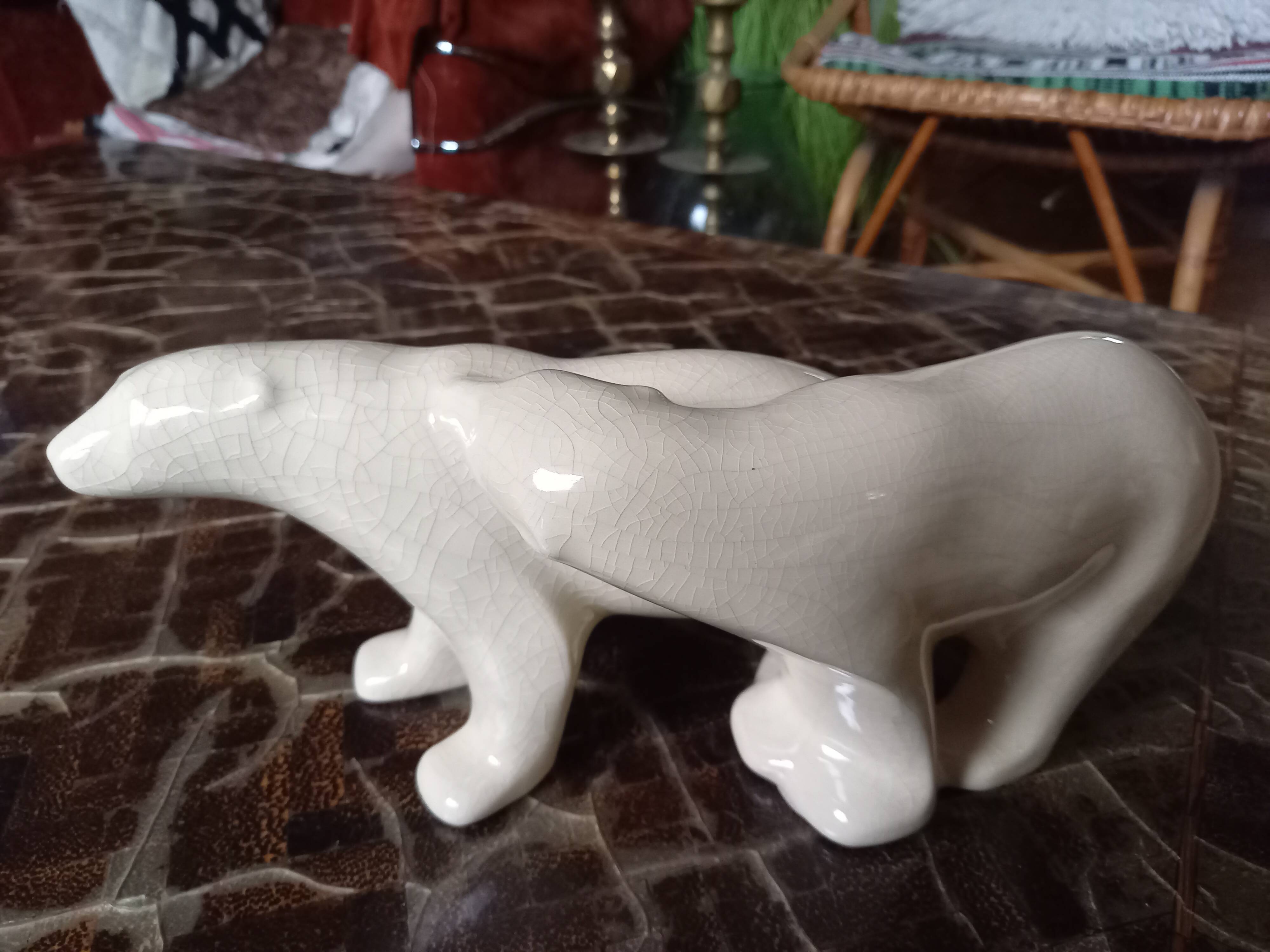 Polar Bears in Art Deco glazed ceramic by Le Dauphin