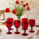 Footed glasses in ruby red crystal
