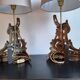 Paire de lampes anciennes en bronze style Louis XV Chenets d'époque XIX ème