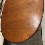 Table à manger scandinave ovale en teck avec rallonge centrale