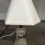 Lampe ancienne Laiton et Verre H 31 cm