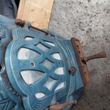 Blue enameled cast iron frying pan